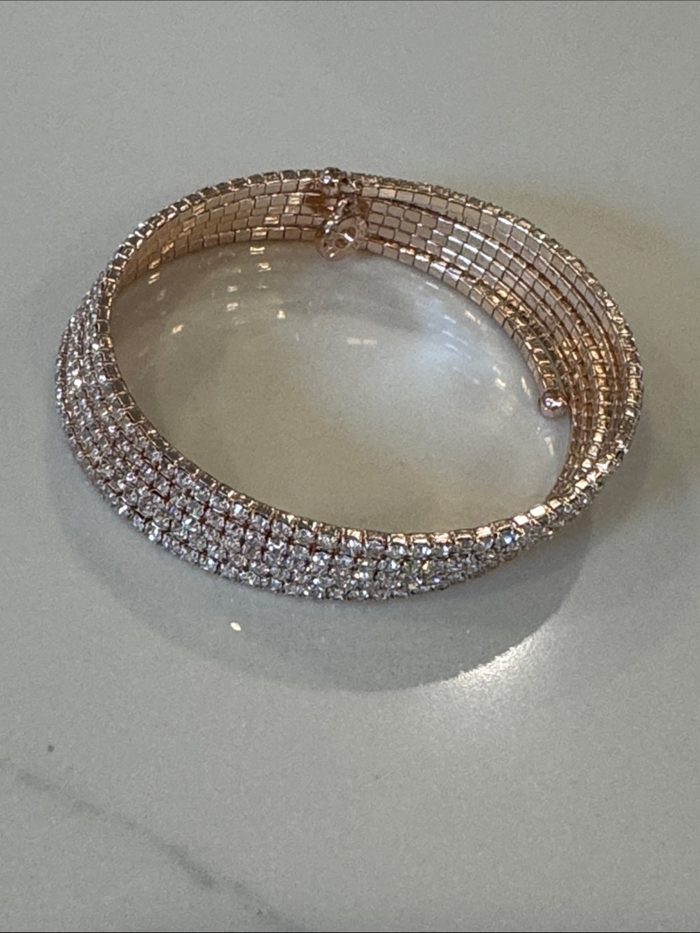 Anne Klein Rose Gold Crystal Pave Stretch Bracelet